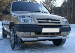 Защита переднего бампера (Ø63 мм ступень, нержавейка) SLITKOFF Chevrolet Niva  2123 (2002-2008), Лада 2123 (Нива Шевроле) (2002-2008)