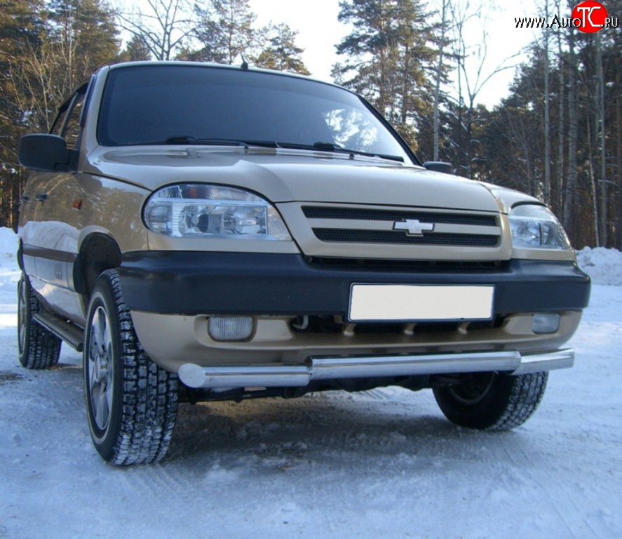 15 849 р. Защита переднего бампера (Ø63 мм ступень, нержавейка) SLITKOFF  Chevrolet Niva  2123 (2002-2008), Лада 2123 (Нива Шевроле) (2002-2008)  с доставкой в г. Майкоп