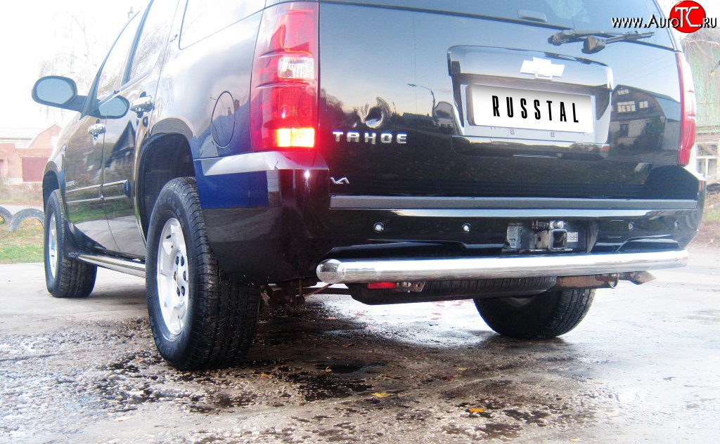 18 449 р. Защита заднего бампера (Ø76 мм, нержавейка) SLITKOFF Chevrolet Tahoe GMT900 5 дв. (2006-2013)  с доставкой в г. Майкоп