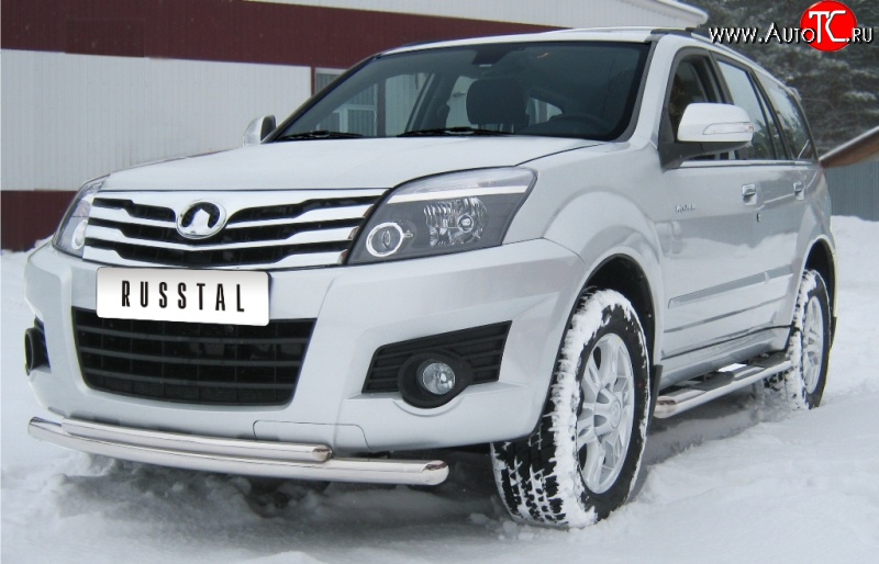 16 999 р. Защита переднего бампера (2 трубыØ63 и 42 мм, нержавейка) SLITKOFF  Great Wall Hover H3 (2010-2014)  дорестайлинг  с доставкой в г. Майкоп