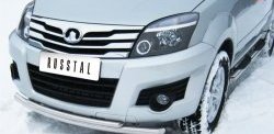 Защита переднего бампера (2 трубыØ76 и 42 мм, нержавейка) SLITKOFF Great Wall Hover H3 (2010-2014)  дорестайлинг