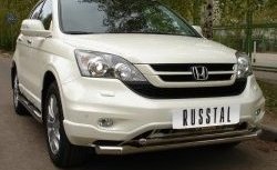 Защита переднего бампера (2 трубыØ63 и 42 мм, нержавейка) SLITKOFF Honda CR-V  RE1,RE2,RE3,RE4,RE5,RE7 (2009-2012) рестайлинг