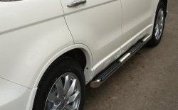 62 999 р. Защита порогов Russtal из трубы d76 мм с пластиковыми вставками для ног Honda CR-V RE1,RE2,RE3,RE4,RE5,RE7 рестайлинг (2009-2012) (Защита порогов с со скосами на торцах (вариант 1))  с доставкой в г. Майкоп. Увеличить фотографию 2