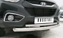 Защита переднего бампера (2 трубыØ63 и 42 мм, нержавейка) SLITKOFF Hyundai IX35  LM (2009-2018) дорестайлинг, рестайлинг