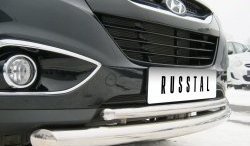 18 699 р. Защита переднего бампера (2 трубыØ63 и 42 мм, нержавейка) SLITKOFF  Hyundai IX35  LM (2009-2018) дорестайлинг, рестайлинг  с доставкой в г. Майкоп. Увеличить фотографию 2
