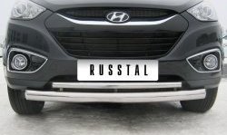 19 499 р. Защита переднего бампера (2 трубыØ76 и 42 мм, нержавейка) SLITKOFF  Hyundai IX35  LM (2009-2018) дорестайлинг, рестайлинг  с доставкой в г. Майкоп. Увеличить фотографию 2