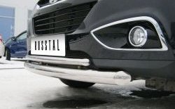 19 499 р. Защита переднего бампера (2 трубыØ76 и 42 мм, нержавейка) SLITKOFF  Hyundai IX35  LM (2009-2018) дорестайлинг, рестайлинг  с доставкой в г. Майкоп. Увеличить фотографию 3