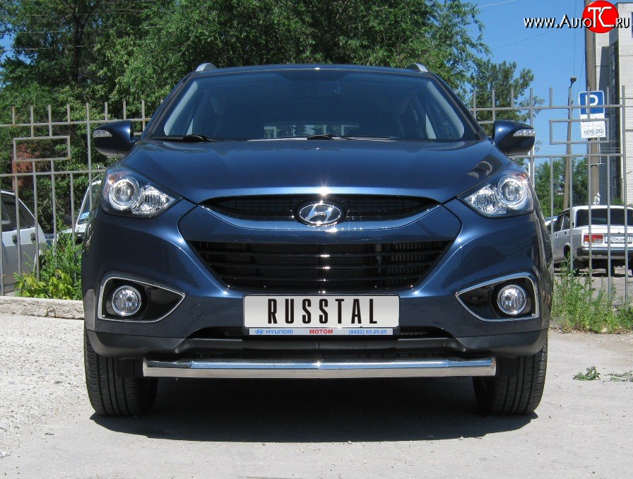 15 499 р. Одинарная защита переднего бампера SLITKOFF диаметром 76 мм Hyundai IX35 LM дорестайлинг (2009-2013)  с доставкой в г. Майкоп