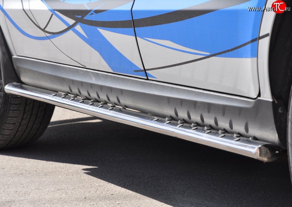 16 649 р. Защита порогов Russtal из овальной трубы с проступью Hyundai Santa Fe CM рестайлинг (2009-2012)  с доставкой в г. Майкоп