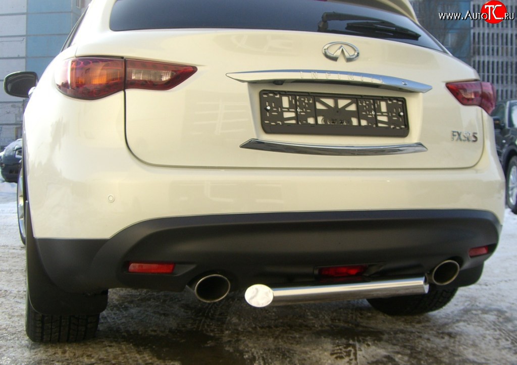 17 749 р. Защита заднего бампера (Ø63 мм, нержавейка) SLITKOFF INFINITI FX35 S51 дорестайлинг (2008-2011)  с доставкой в г. Майкоп