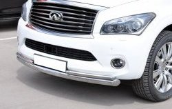 17 299 р. Защита переднего бампера (2 трубыØ76 и 42 мм, нержавейка) SLITKOFF  INFINITI QX56  Z62 (2010-2013)  с доставкой в г. Майкоп. Увеличить фотографию 2