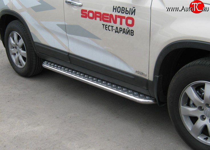 24 649 р. Широкая защита порогов SLITKOFF KIA Sorento XM дорестайлинг (2009-2012)  с доставкой в г. Майкоп