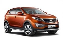 Одинарная защита переднего бампера Petroil-Tuning 63 мм KIA Sportage 3 SL дорестайлинг (2010-2014) (Нержавеющая полированная сталь)