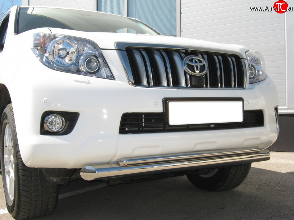 21 649 р. Защита переднего бампера (2 трубыØ76 и 42 мм, нержавейка) SLITKOFF  Toyota Land Cruiser Prado  J150 (2009-2013) дорестайлинг  с доставкой в г. Майкоп