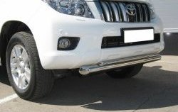 21 649 р. Защита переднего бампера (2 трубыØ76 и 42 мм, нержавейка) SLITKOFF  Toyota Land Cruiser Prado  J150 (2009-2013) дорестайлинг  с доставкой в г. Майкоп. Увеличить фотографию 2