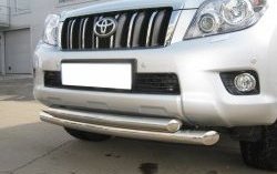 Защита переднего бампера (2 трубыØ76 и 63 мм, нержавейка) SLITKOFF Toyota Land Cruiser Prado  J150 (2009-2013) дорестайлинг