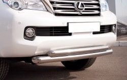 Защита переднего бампера (2 трубыØ76 и 63 мм, нержавейка) SLITKOFF Lexus GX460  J150 (2009-2013) дорестайлинг