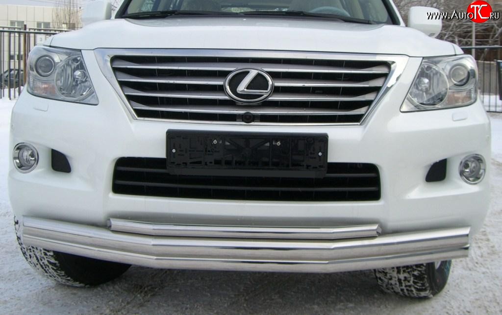 26 399 р. Тройная защита переднего бампера SLITKOFF 70 мм Lexus LX570 J200 дорестайлинг (2007-2012)  с доставкой в г. Майкоп