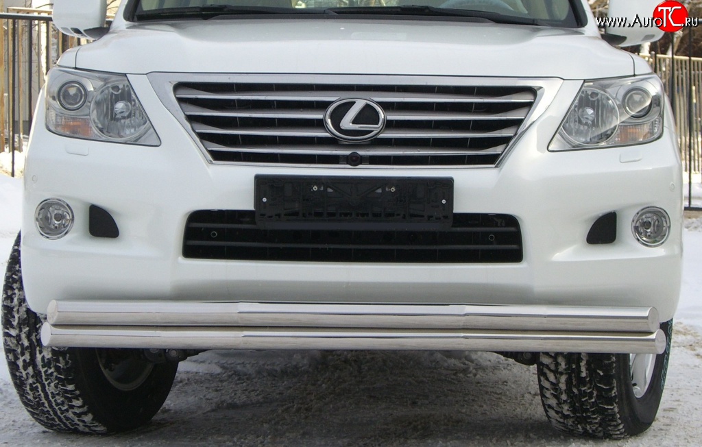 23 999 р. Защита переднего бампера (2 трубыØ70 мм, нержавейка) SLITKOFF  Lexus LX570  J200 (2007-2012) дорестайлинг  с доставкой в г. Майкоп
