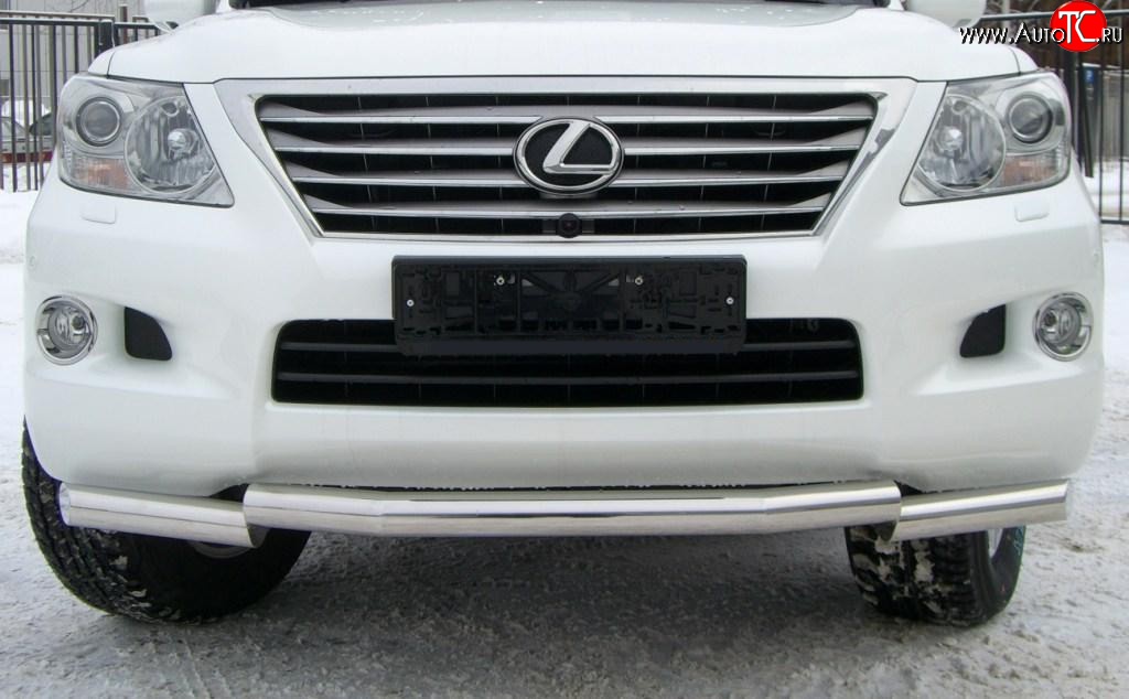 18 999 р. Защита переднего бампера (Ø70 мм ступень, нержавейка) SLITKOFF  Lexus LX570  J200 (2007-2012) дорестайлинг  с доставкой в г. Майкоп