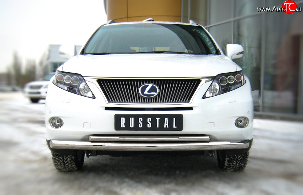 14 299 р. Защита переднего бампера (2 трубыØ76 и 42 мм, нержавейка) SLITKOFF Lexus RX270 AL10 дорестайлинг (2010-2012)  с доставкой в г. Майкоп