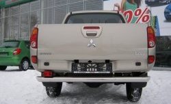 Защита заднего бампера (Ø76 мм, нержавейка) SLITKOFF Mitsubishi L200 ( 4,  5 KK,KL) (2006-2022)  дорестайлинг, рестайлинг