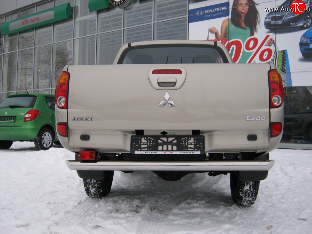15 249 р. Защита заднего бампера (Ø76 мм, нержавейка) SLITKOFF Mitsubishi L200 4  дорестайлинг (2006-2014)  с доставкой в г. Майкоп