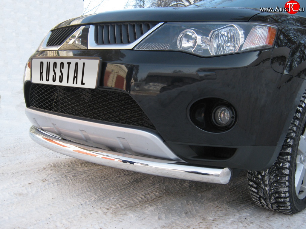 20 449 р. Одинарная защита переднего бампера SLITKOFF диаметром 76 мм Mitsubishi Outlander XL (CW)  дорестайлинг (2005-2009)  с доставкой в г. Майкоп