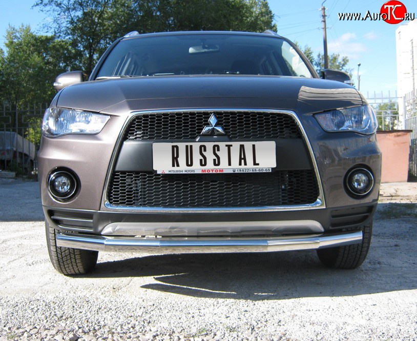 16 399 р. Одинарная защита переднего бампера SLITKOFF диаметром 76 мм Mitsubishi Outlander XL (CW)  рестайлинг (2010-2013)  с доставкой в г. Майкоп