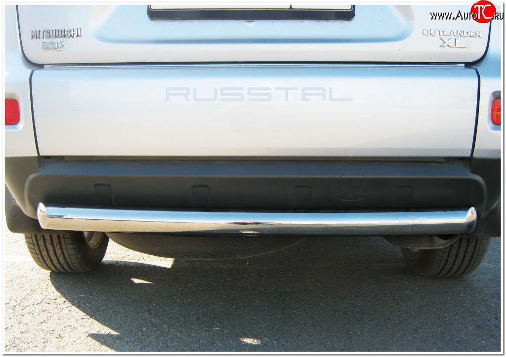 16 749 р. Защита заднего бампера (Ø76 мм, нержавейка) SLITKOFF Mitsubishi Outlander XL (CW)  рестайлинг (2010-2013)  с доставкой в г. Майкоп