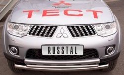 21 799 р. Защита переднего бампера (2 трубыØ76 и 63 мм, нержавейка) SLITKOFF  Mitsubishi Pajero Sport  PB (2008-2013) дорестайлинг  с доставкой в г. Майкоп. Увеличить фотографию 2