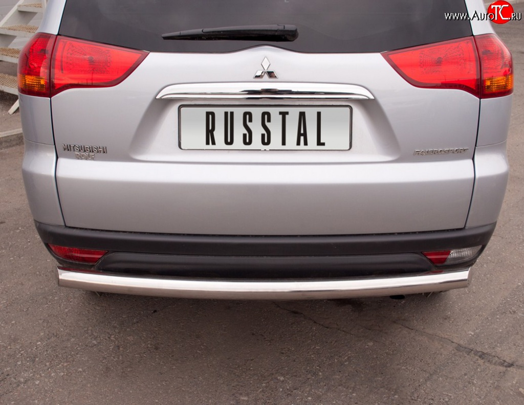 16 899 р. Защита заднего бампера (Ø76 мм, нержавейка) SLITKOFF  Mitsubishi Pajero Sport  PB (2008-2013) дорестайлинг  с доставкой в г. Майкоп