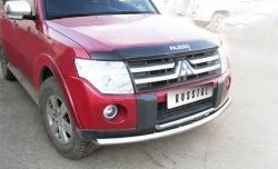 20 599 р. Защита переднего бампера (2 трубыØ76 и 42 мм, нержавейка) SLITKOFF  Mitsubishi Pajero ( 4 V90,  4 V80) (2006-2011) дорестайлинг  с доставкой в г. Майкоп. Увеличить фотографию 2