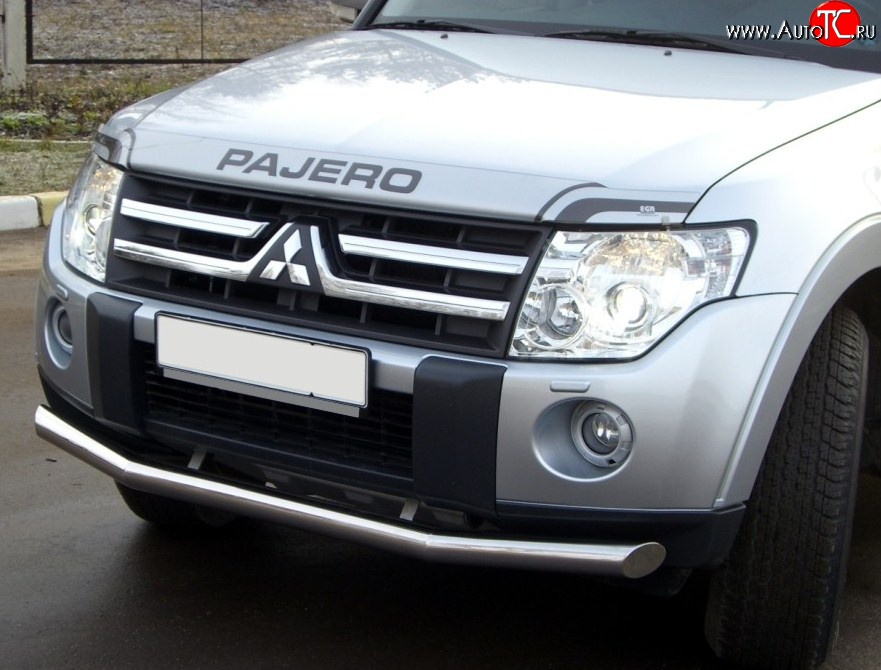 16 999 р. Одинарная защита переднего бампера SLITKOFF диаметром 76 мм Mitsubishi Pajero 4 V80 дорестайлинг (2006-2011)  с доставкой в г. Майкоп