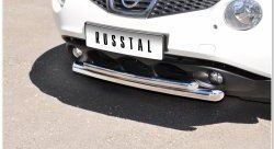 Защита переднего бампера (2 трубыØ63 и 42 мм, нержавейка) SLITKOFF Nissan Juke  1 YF15 (2010-2014) дорестайлинг