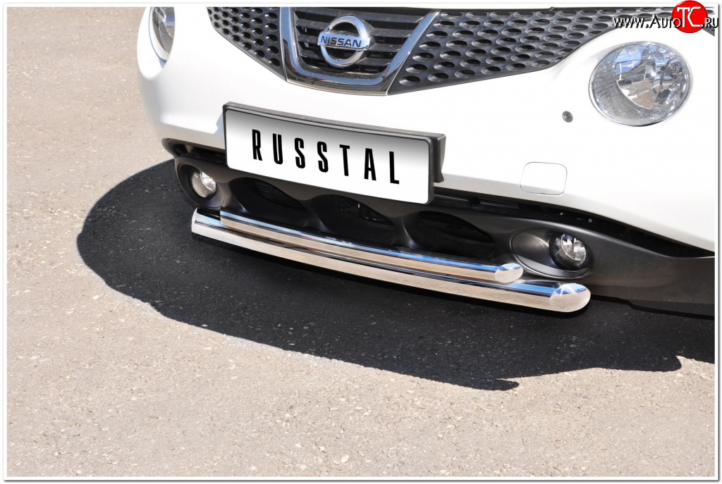 17 799 р. Защита переднего бампера (2 трубыØ63 и 42 мм, нержавейка) SLITKOFF  Nissan Juke  1 YF15 (2010-2014) дорестайлинг  с доставкой в г. Майкоп