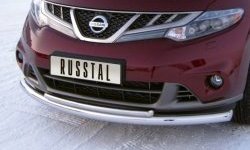 Защита переднего бампера (2 трубыØ63 и 42 мм, нержавейка) SLITKOFF Nissan Murano  2 Z51 (2010-2016) рестайлинг