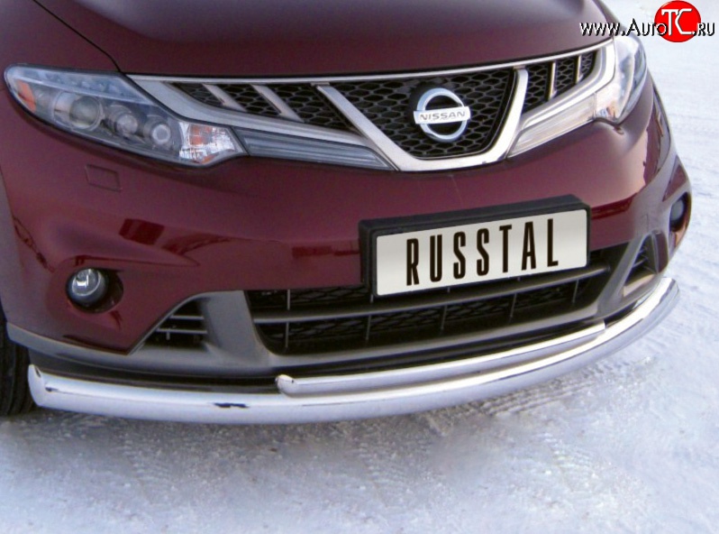 19 449 р. Защита переднего бампера (2 трубыØ76 и 42 мм, нержавейка) SLITKOFF  Nissan Murano  2 Z51 (2010-2016) рестайлинг  с доставкой в г. Майкоп