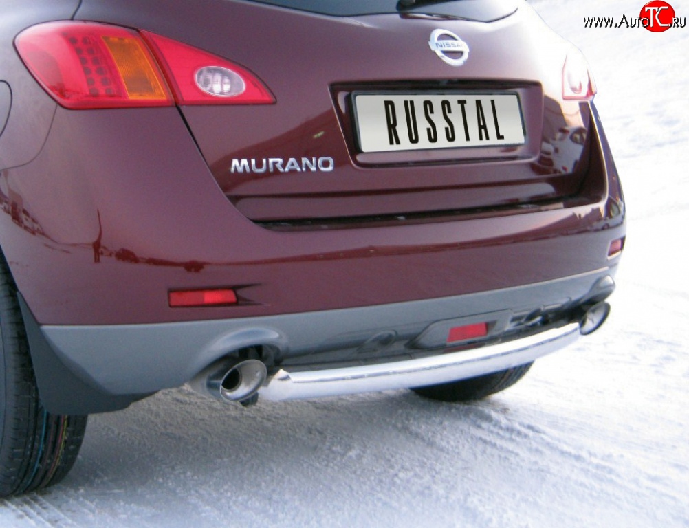 15 249 р. Защита заднего бампера (Ø63 мм, нержавейка) SLITKOFF Nissan Murano 2 Z51 дорестайлинг (2008-2011)  с доставкой в г. Майкоп
