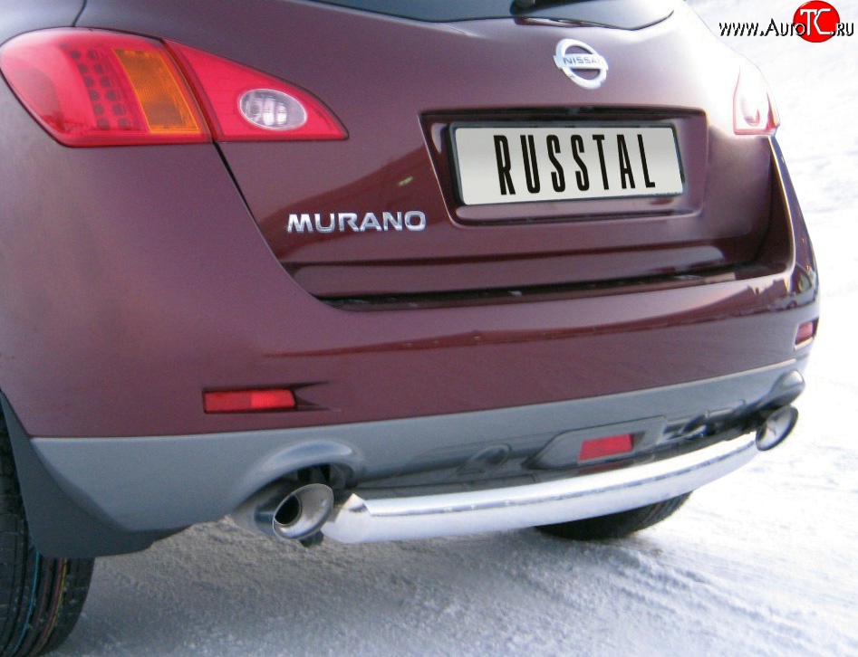 15 899 р. Защита заднего бампера (Ø76 мм, нержавейка) SLITKOFF Nissan Murano 2 Z51 дорестайлинг (2008-2011)  с доставкой в г. Майкоп