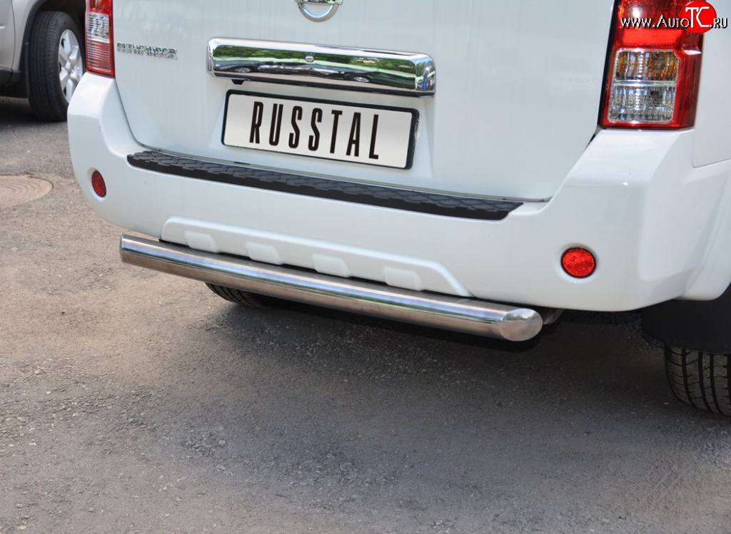 18 299 р. Защита заднего бампера (Ø76 мм, нержавейка) SLITKOFF Nissan Pathfinder R51 рестайлинг (2009-2014)  с доставкой в г. Майкоп
