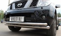 20 399 р. Защита переднего бампера (2 трубыØ76 и 63 мм, нержавейка) SLITKOFF  Nissan Pathfinder  R51 (2004-2007) дорестайлинг  с доставкой в г. Майкоп. Увеличить фотографию 2