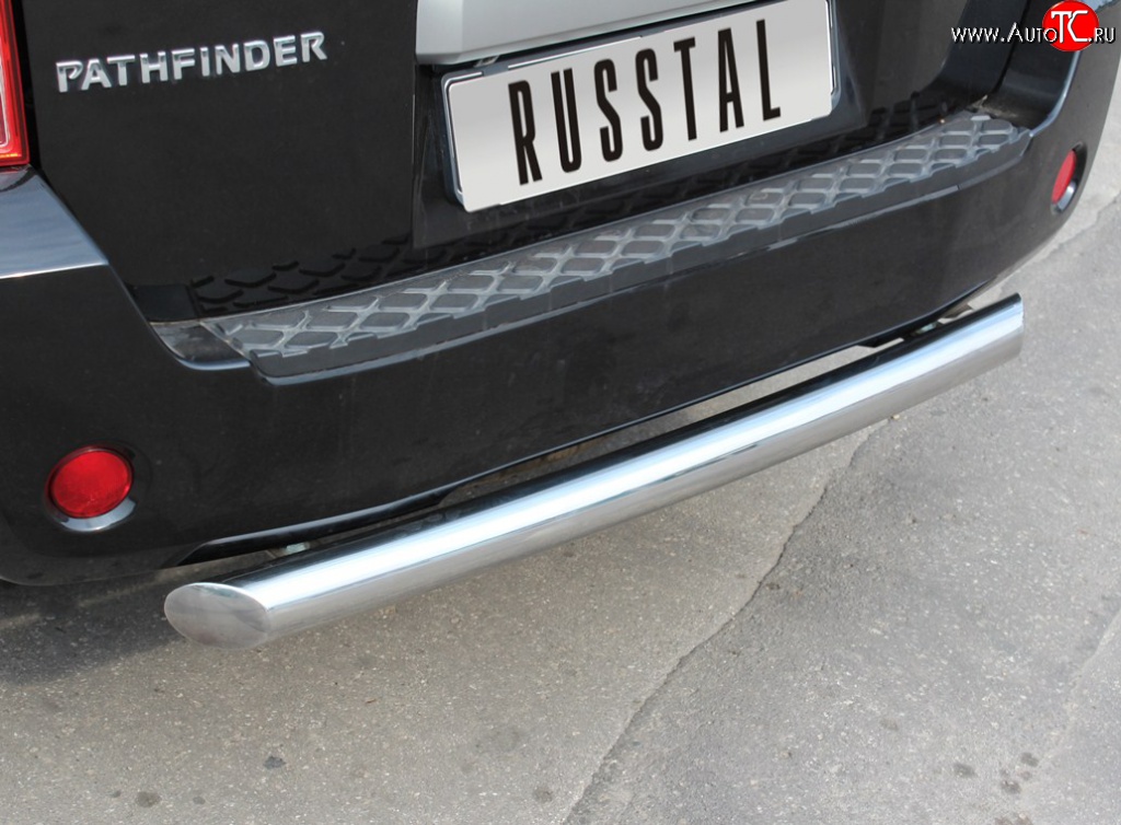 18 299 р. Защита заднего бампера (Ø76 мм, нержавейка) SLITKOFF Nissan Pathfinder R51 дорестайлинг (2004-2007)  с доставкой в г. Майкоп