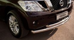 22 999 р. Защита переднего бампера (2 трубыØ76 и 63 мм, нержавейка) SLITKOFF  Nissan Patrol  6 (2010-2014) Y62 дорестайлинг  с доставкой в г. Майкоп. Увеличить фотографию 2