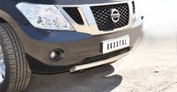 Защита переднего бампера (Ø75х42 мм, нержавейка) Russtal Nissan Patrol 6 Y62 дорестайлинг (2010-2014)