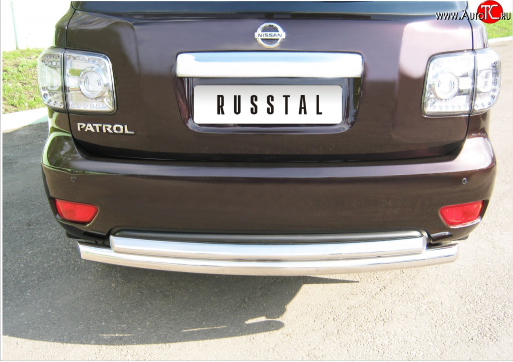 19 549 р. Защита заднего бампера (Ø76 мм, нержавейка) SLITKOFF  Nissan Patrol  6 (2010-2014) Y62 дорестайлинг  с доставкой в г. Майкоп