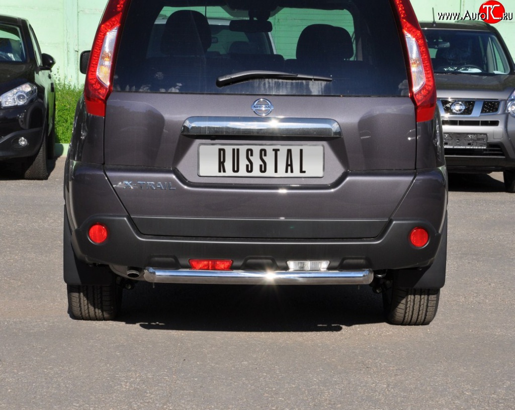 8 799 р. Защита заднего бампера (Ø63 мм, нержавейка) Russtal Nissan X-trail 2 T31 рестайлинг (2010-2015)  с доставкой в г. Майкоп