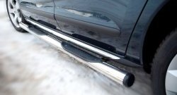 83 999 р. Защита порогов Russtal из трубы d76 мм с пластиковыми вставками для ног Peugeot 3008 рестайлинг (2013-2017) (Защита порогов с со скосами на торцах (вариант 1))  с доставкой в г. Майкоп. Увеличить фотографию 3