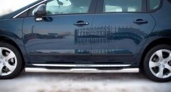83 999 р. Защита порогов Russtal из трубы d76 мм с пластиковыми вставками для ног Peugeot 3008 рестайлинг (2013-2017) (Защита порогов с со скосами на торцах (вариант 1))  с доставкой в г. Майкоп. Увеличить фотографию 5