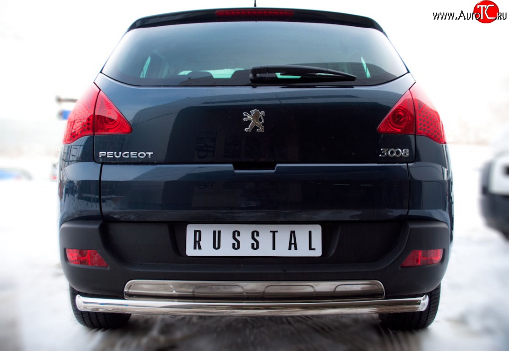 13 449 р. Защита заднего бампера (Ø63 мм, нержавейка) SLITKOFF  Peugeot 3008 (2009-2013) дорестайлинг  с доставкой в г. Майкоп